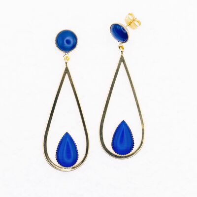 Boucles d'oreilles à tige, plaquées or, bleu roi (455.9)