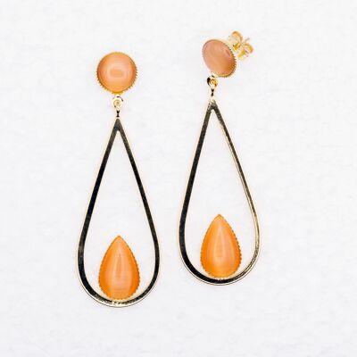 Boucles d'oreilles à tige, plaquées or, pêche (455.12)