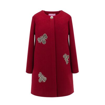 Silver Bees Coat in Red