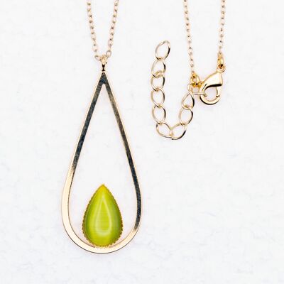 Collier, plaqué or, vert clair (K455.6)