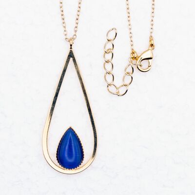Collana placcata oro, blu reale (K455.9)