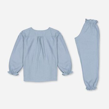 Pyjama en lin lavé Anna "Bleu lueur " 6