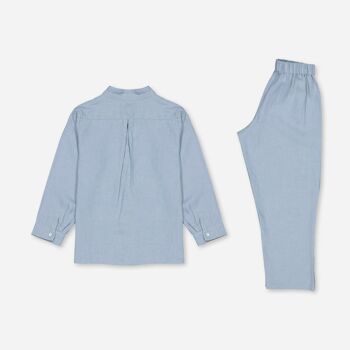Pyjama en lin lavé Nico  "Bleu lueur" 6