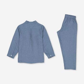 Pyjama en lin lavé Nico  "Bleu astral " 4