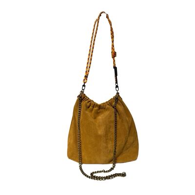 SAC BANDOULIERE CUIR SUEDE PLISSA LARGE