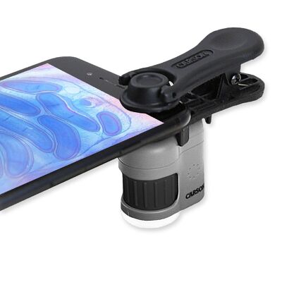 Microscopio tascabile con illuminazione UV a LED 20x con adattatore per telefono cellulare