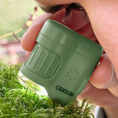 Portachiavi con microscopio tascabile illuminato 20x (verde) per bambini