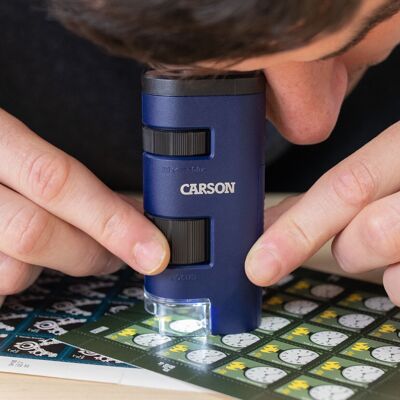 Microscopio de bolsillo con iluminación LED y aumento de 20x a 60x, juguete STEM