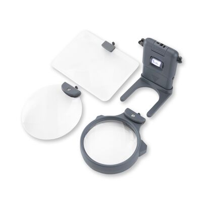 Set di lenti di ingrandimento a LED 3 in 1 a mani libere per la lettura e il bricolage