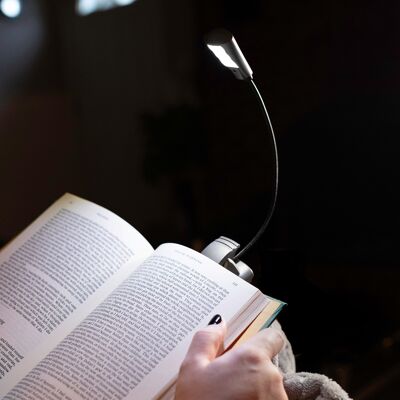 Lámpara de libro LED de cuello de cisne ajustable con clip y 6 LED