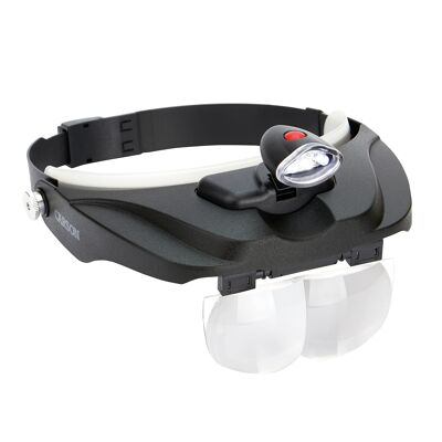 Deluxe Head Worn Lighted Magnifier Visor, Includes 4 Lenses