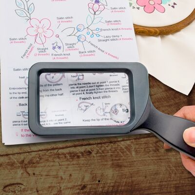 Hand-Held Magnifier, Rectangular Lens Designed for Reading