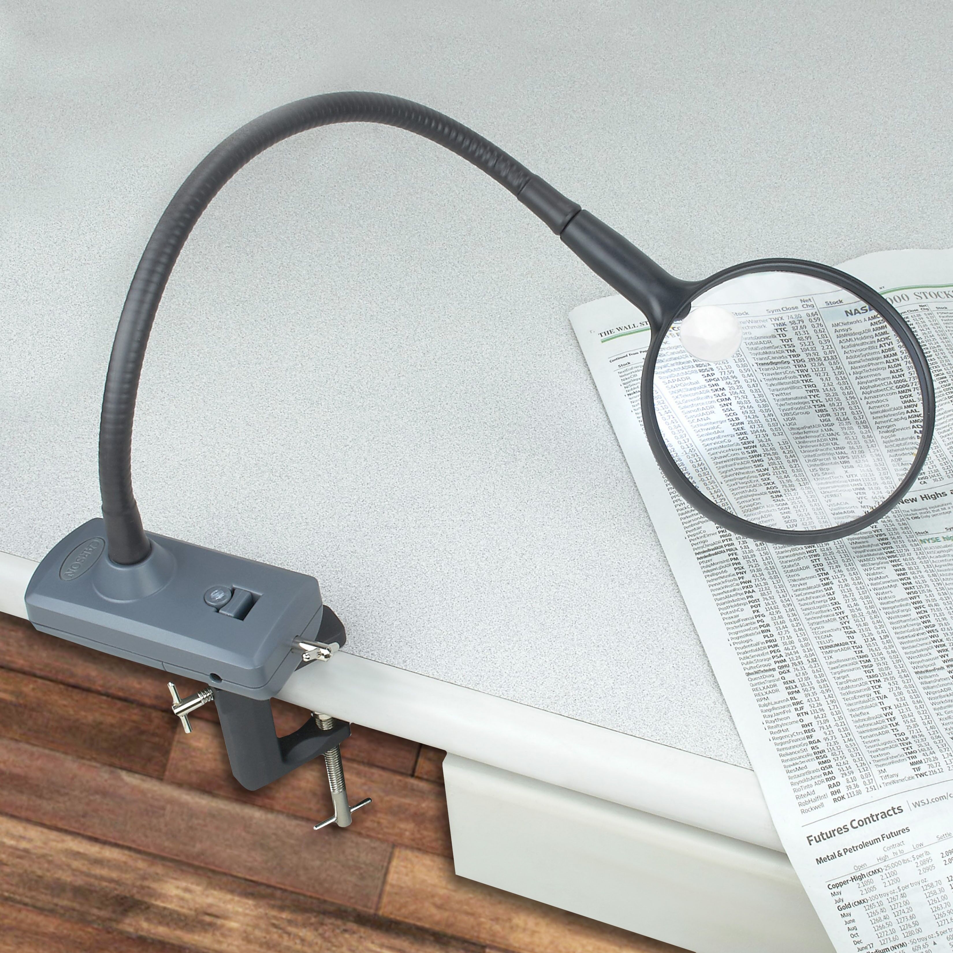 LED-beleuchtete Bastel-/Fliegenbindelupe mit verstellbarem Hals