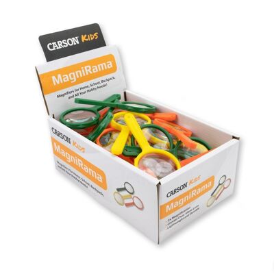 Loupes MagniRama 3x dans un présentoir coloré de 50 pièces
