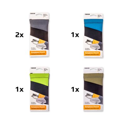 Bolsa de neopreno para gafas, paquete surtido de 5, con paño de microfibra