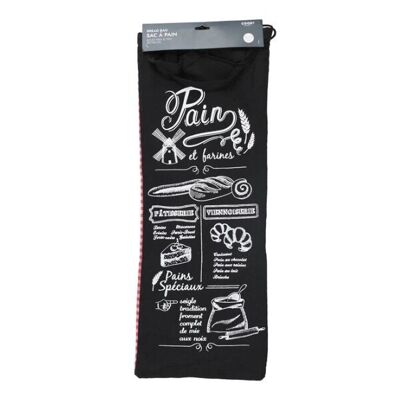 green-goose Borsa per il pane in cotone XXL - 27x82 cm - Nero/Bianco