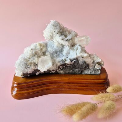 Cluster di cristallo di rocca di pietra preziosa Druzy grezza XXL con supporto in legno 1536gr #8