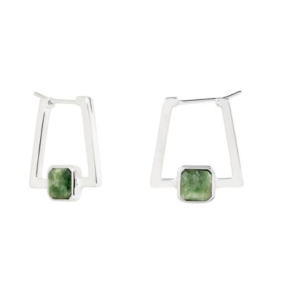 Aros de ágata cuadrados con decoración plateada