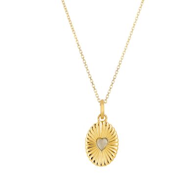 Boucles d'oreilles en forme de cœur en pierre de lune Céleste dorée