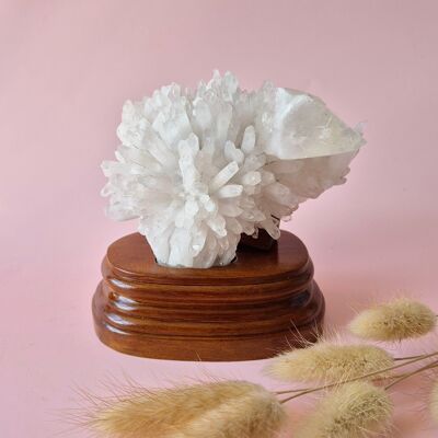 Cluster di cristallo di rocca di pietra preziosa Druzy grezza XL con supporto in legno, 368 g, n. 7