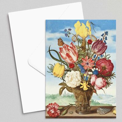 Bouquet de fleurs sur une corniche - Ambrosius Bosschaert - Carte de vœux