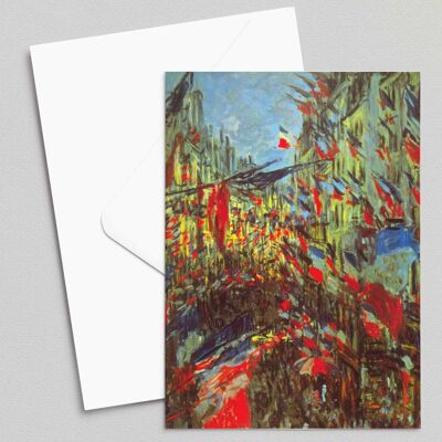 Rue Saint-Denis, Festivities - Claude Monet - Greeting Card