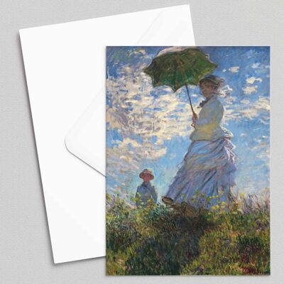 Die Promenade, Frau mit Sonnenschirm - Claude Monet - Grußkarte