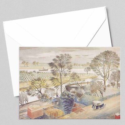 River Thames, Chiswick Eyot - Eric Ravilious - Greeting Card