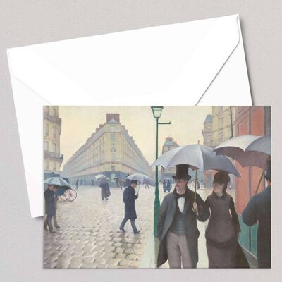 via Parigi; Giorno di pioggia - Gustave Caillebotte - Biglietto d'auguri