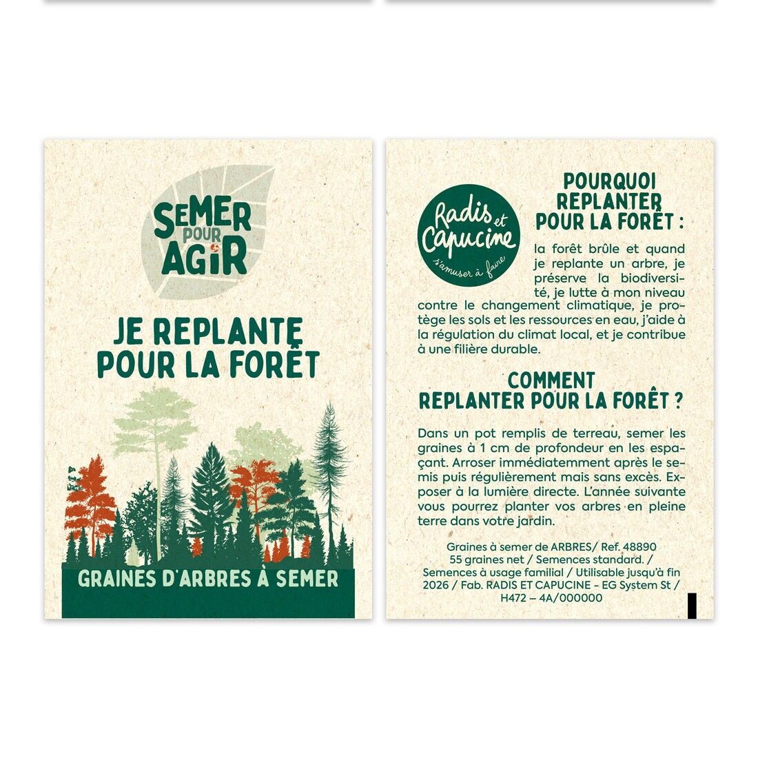 Seed packet 76 x 110 mm I replant for the forest
