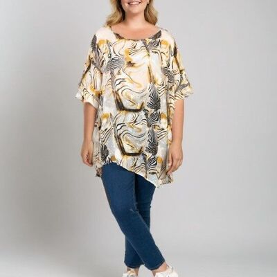 Top stampato nero taglie forti (C6596&NOIR)