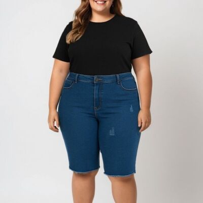 Jeans cropped ultra elasticizzati taglie forti (B6012&BLU)