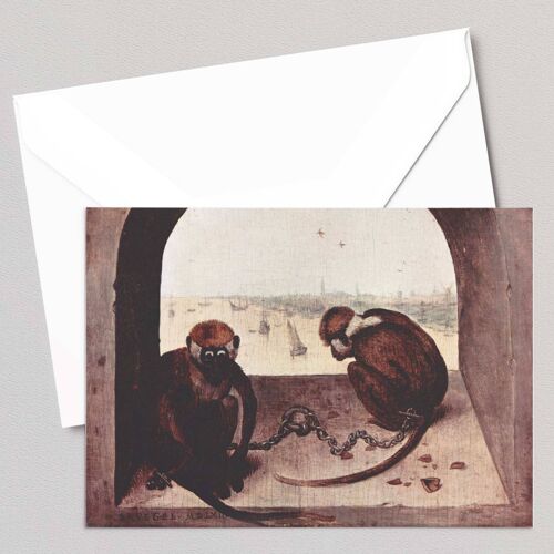 Two Monkeys - Pieter Bruegel the Elder - Greeting Card