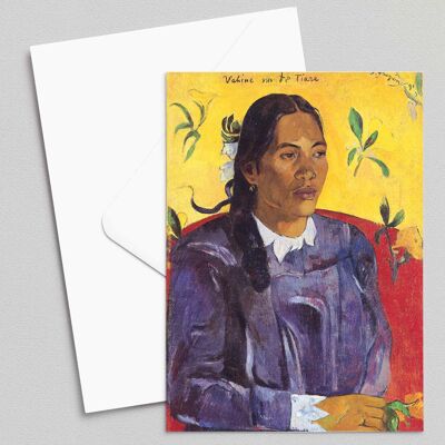 Mujer tahitiana con una flor - Paul Gauguin - Tarjetas de felicitación