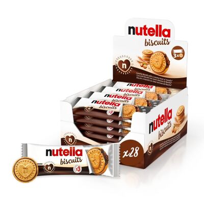 Filled Biscuits - Nutella Biscuits - Golden and Crunchy Nutella Heart Biscuit - Family Size - Ideal for snacking and sharing - 28 x 3 Biscuits