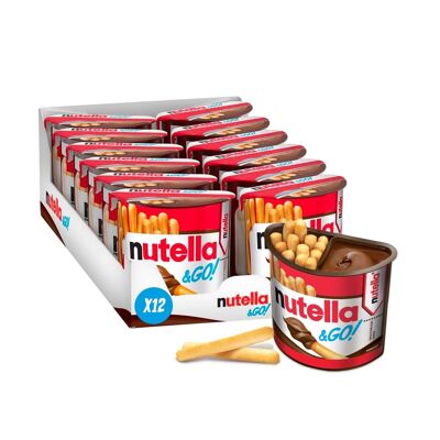 Snacks sucrés à emporter - Nutella & Go - Pâte à Tartiner Nutella® et Bâtonnets Croustillants - Goûter Gourmand - Facile à Emporter - 12 Packs