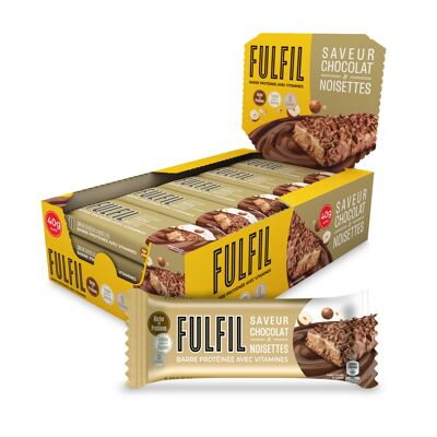 Barre Protéinée - FULFIL - Barre Protéinée avec Vitamines - saveur Chocolat & Noisettes - Barre fonctionnelle et gourmande - Facile à Emporter - 15 Barres de 40g