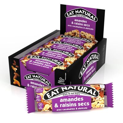 Barre fruits & nuts - EAT NATURAL - Barres sans gluten - Amandes, raisins secs, abricots & cacahuètes - 12 barres de 40g
