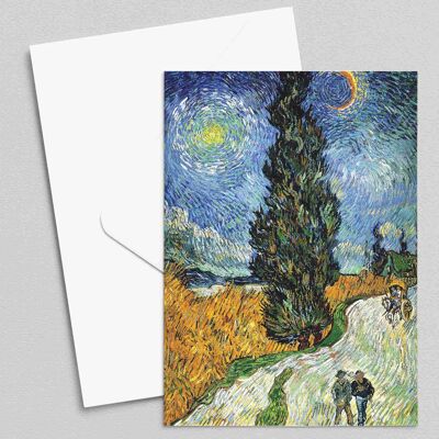 Strada di campagna in Provenza di notte - Vincent Van Gogh - Biglietto d'auguri