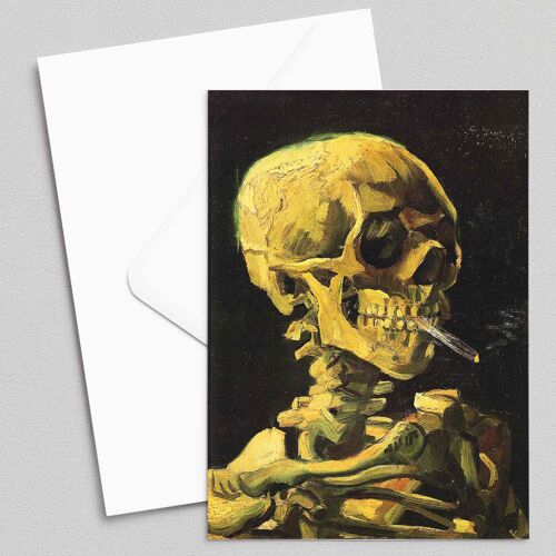 Skull of a Skeleton with Burning Cigarette - Van Gogh - Greeting Card