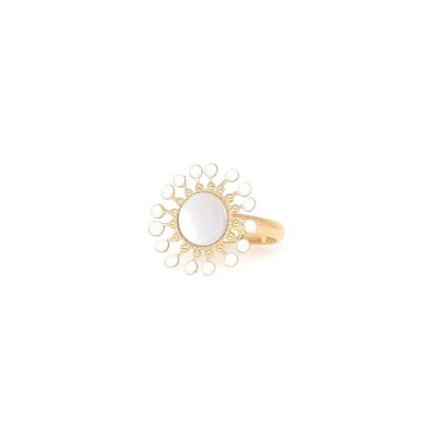 Anello regolabile rotondo ecru LAURYNE