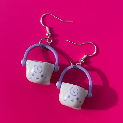 Boucles d'oreilles seau de bonbons ou de friandises fantômes