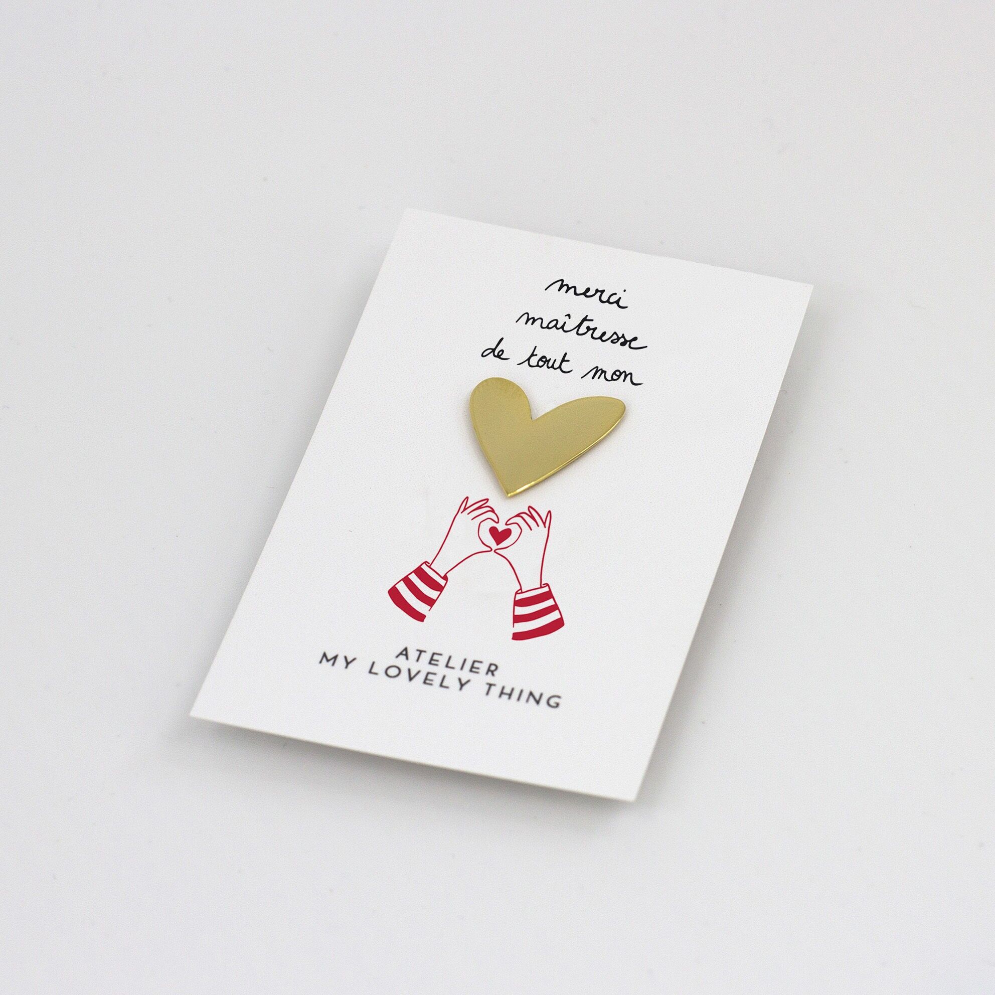 Messing Herz Pin - Danke Lehrer