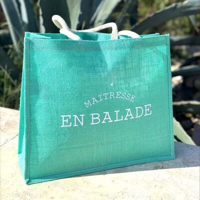 Mint green jute tote bag - Maîtresse en Balade - L