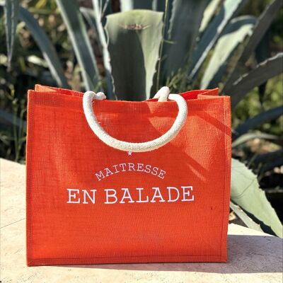 Orange jute tote bag - Maîtresse en Balade - L