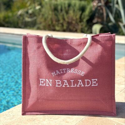 Pink jute tote bag - Maîtresse en Balade - L