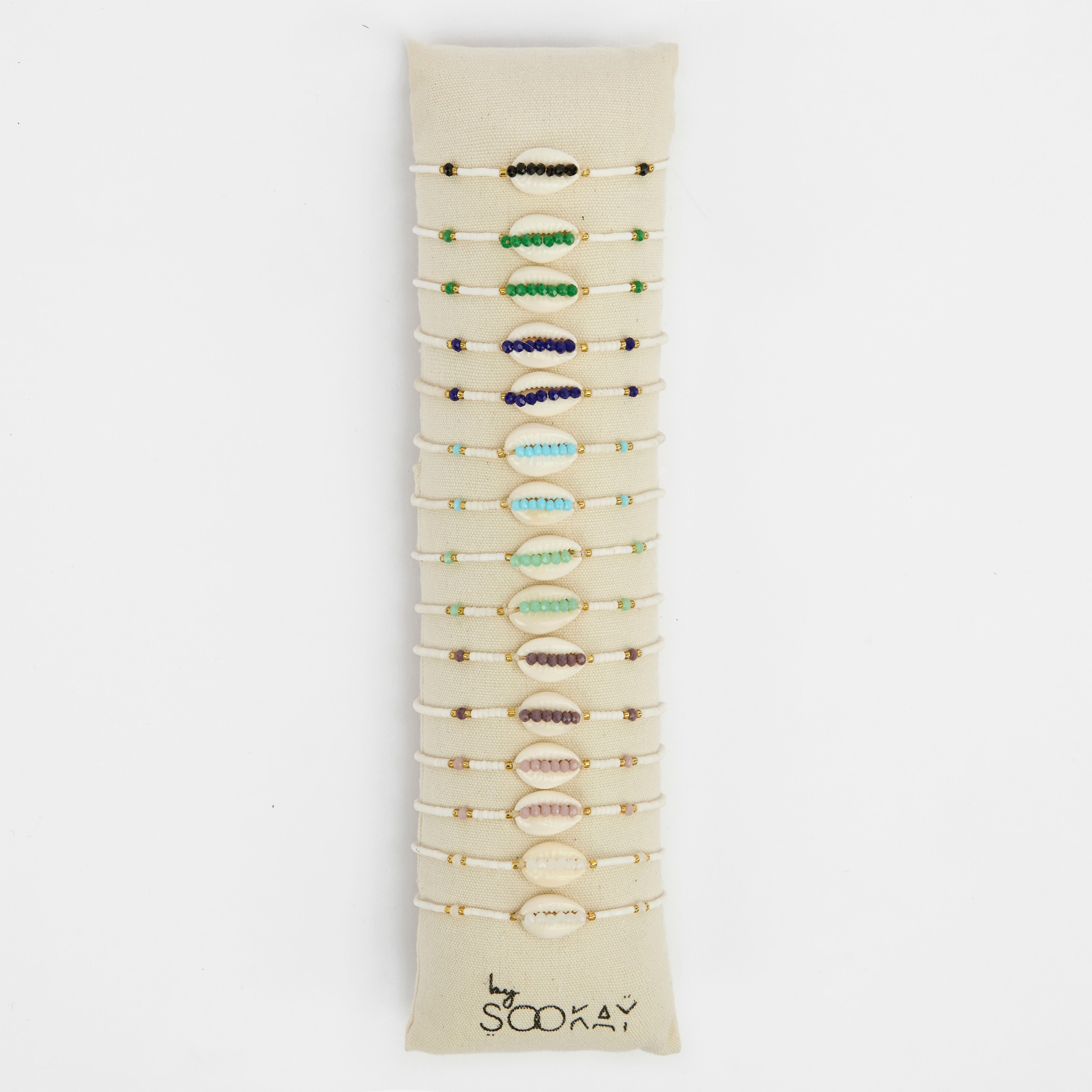 Natürliches Kauri-Armband – Kristallperlen & japanische Perlen