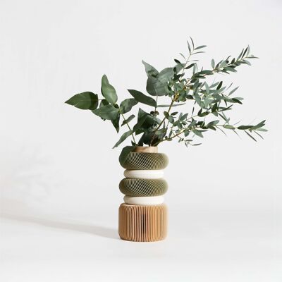 Vaso modulare Olive Greens Rings - Parfait pour fleurs séchées et fleurs fraiches