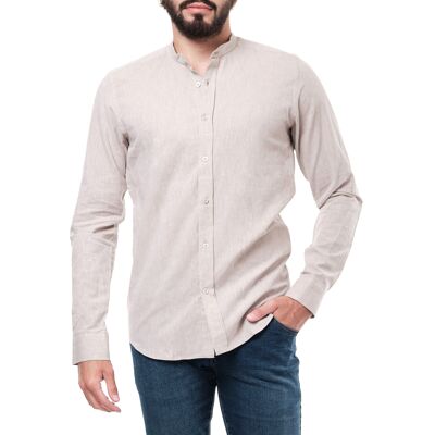 Camicia DADAM in cotone e lino tinta unita - Marrone ghiaccio - Confezione da 6 pezzi (taglie assortite dalla M alla 3XL)