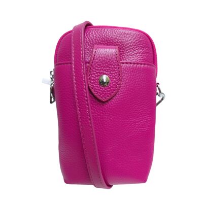 Funda Móvil Piel Grande Fucsia con Correa Piel
